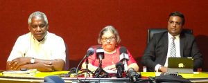 From left: PPP/C Commissioners Robeson Benn, Bibi Shadick and Sase Gunraj