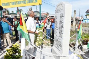 President David Granger pays Tribute to the slaves who purchased Rose Hall.