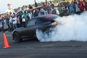 Rondel Daby’s Toyota Supra fires up at the starting line in a previous Meet.