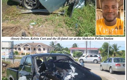 Two killed, four injured after two-vehicle smash up at Mahaica