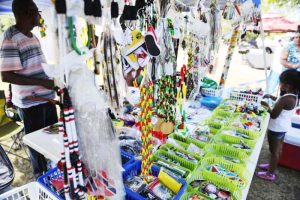 Guyana on display: A colourful stall at the Guyana Day event in Schenectady, NY, last Sunday.