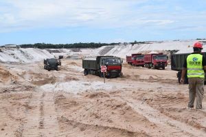 Ongoing work at the Timehri runway site, back in July.