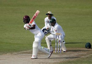  Kraigg Brathwaite advances down the track, Pakistan v West Indies, 3rd Test, Sharjah, 2nd day, ©Getty Images