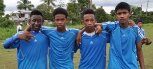 Soesdyke Falcons scorers from right, Raymond Khan, Tyrone Khan, Tyrell Khan and Shawn Samnauth. 