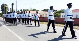 The Guard of honour marches on at the opening of the Berbice Assizes.