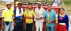 BM SOAT GSSF Costume Winners 2016- 1st Place Winner Ryan McKinnon (centre right) & Jagmohan Bassoo (center left) pose with other prize winners.