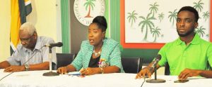 From left: Mr. Oscar Clarke, PNCR General Secretary, Minister Valerie Patterson and Mr. Brian Smith, National Secretary of GYSM