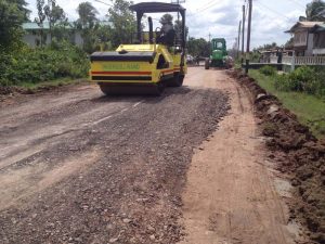 Patch work on a section of the East Bank Berbice road.