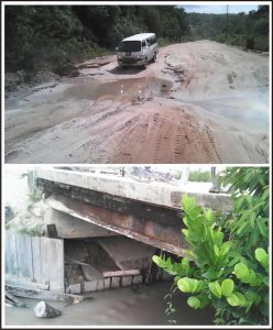  (Above): The deplorable road surface (Below): The Coomacka Bridge