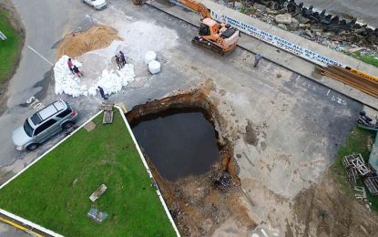 Repairs to the Seawall Road sinkhole to start before month-end