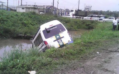 Two escape unhurt as minibus hits car