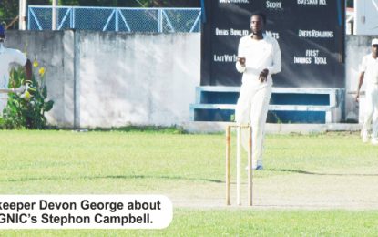 GISE, Star Party Rental & Trophy Stall 1st Division 2-day Cricket… GNIC reach 156-9 declared vs. UG 18-1 on day 1