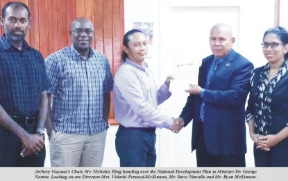 Archery Guyana meets with Minister  of Social Cohesion, Dr. George Norton