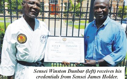 Martial Arts Master,  Sensei Winston Dunbar  elevated to 8th Dan