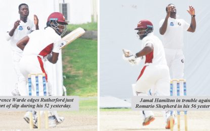 CWI Digicel Regional 4-day C/Ships… Badly wounded Jaguars limp to 53-6  replying to Hurricanes’ 412-9 declared