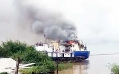 Cargo vessel catches fire during maintenance