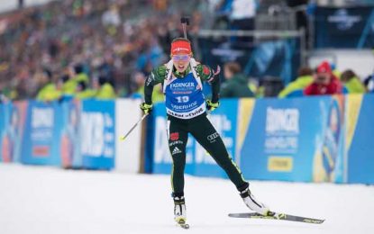 German Laura Dahlmeier becomes first woman to win biathlon’s sprint-pursuit double