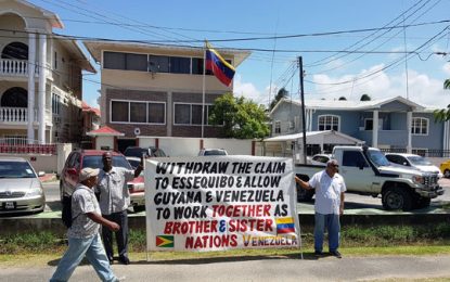 Group stages protest outside Venezuelan Embassy over border controversy