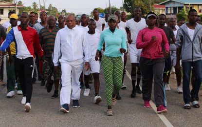 Police in massive fitness run/walk, exercise on Corentyne – Part of community interaction programme in Berbice