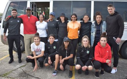 Lady Jags members arrive for CONCACAF Qualifiers