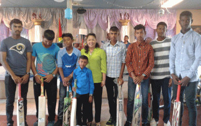 Eight Berbice Cricketers receive bats from RHTYSC Patron’s Fund, Nand Persaud Co. Ltd.