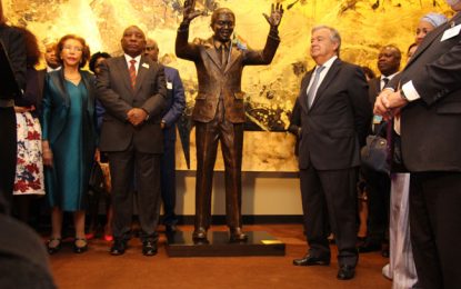 Minister Greenidge Attends Unveiling of Nelson Mandela Statue at UN Headquarters