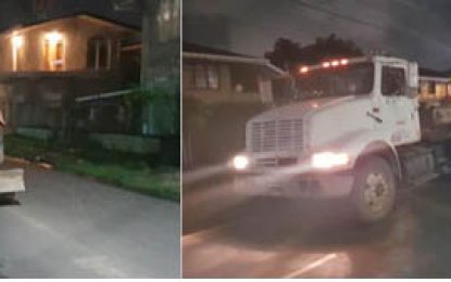 Contractor “walks” excavator on newly paved road