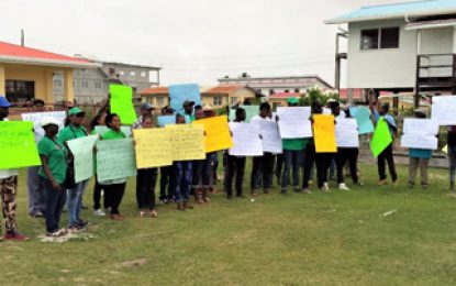 Coalition supporters picket against GECOM’s E’bo., office …demand house-to-house registrations