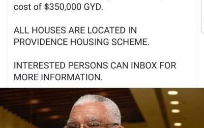 Beware of fake David Granger profile offering affordable housing – Ministry of the Presidency