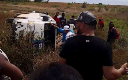 ‘Overloaded’ minibus topples at Lethem