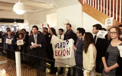 Climate conscious Harvard, Yale students protest int’l law firm to drop Exxon