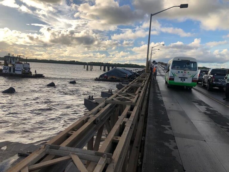 Barge slams into Demerara Harbour Bridge Kaieteur News