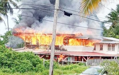 Fire destroys house at Maida Farm, Berbice