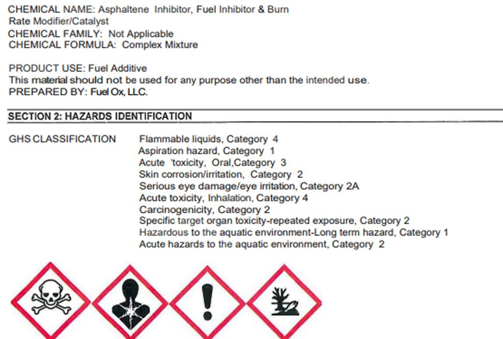 Safety data sheet says spilled Asphaltene Inhibitor bad for aquatic ...