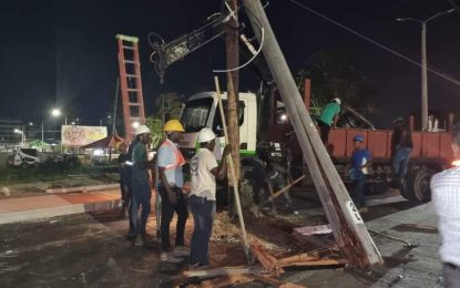 Major blackout in Demerara, Berbice as truck hits GPL pole