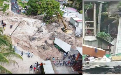 Three homes destroyed in mudslide at Linden