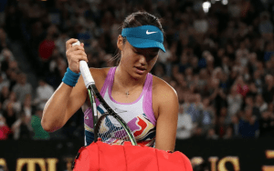 Emma Raducanu packs her bag to exit the Australian Open after a battle with Coco Gauff. (REUTERS)