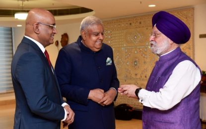 Jagdeo and India’s Vice President discuss strengthening partnership in petroleum, agriculture, other sectors