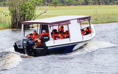 FARMSUP donates boat, outboard engine and life jackets to students of Akawini Village