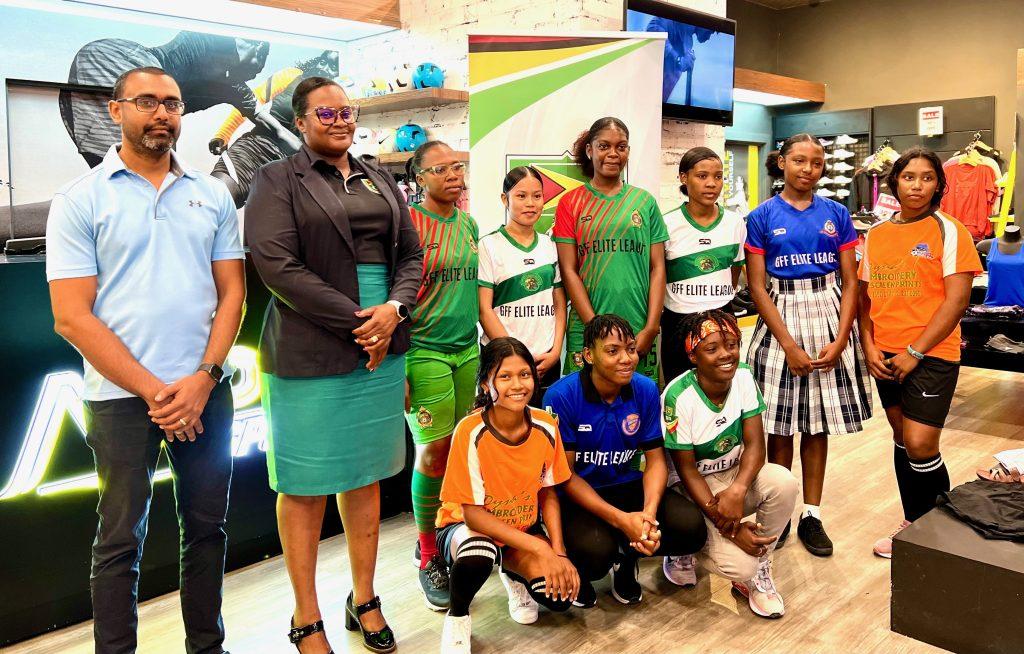 MVP Sports Managing Director, Ian Ramdeo (extreme left) stands with GFF officials and team representatives during the announcement of their partnership for the event.