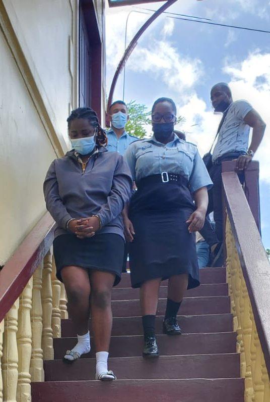 Manslaughter Accused, Aaliyan Lewis, leaving the Georgetown Magistrates’ Court on Wednesday