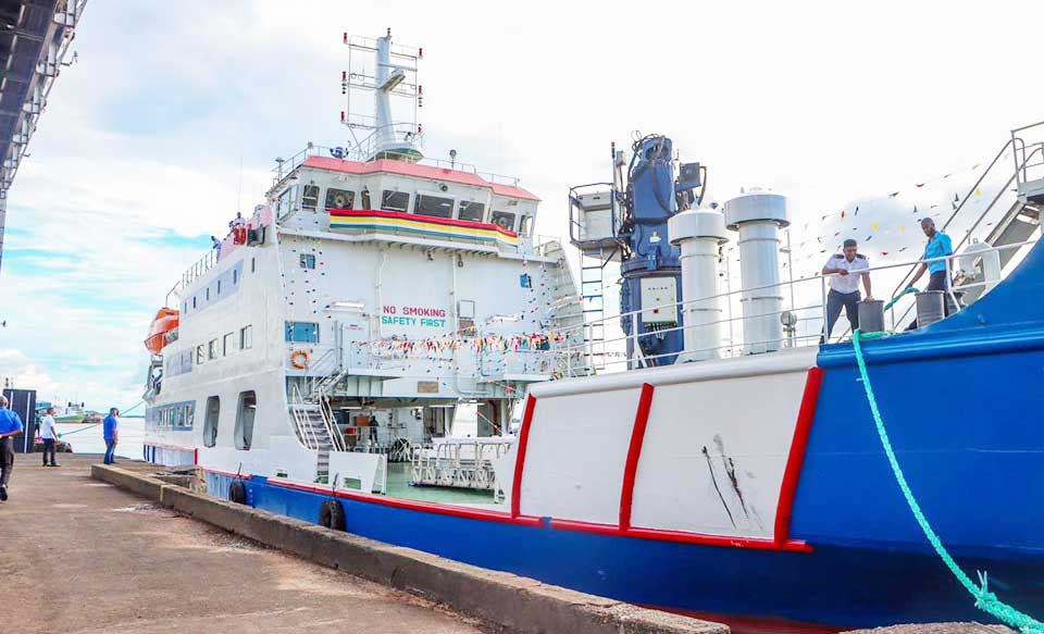 The MV Ma Lisha docked at the GuySuCo terminal (NCN photos)