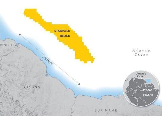 Map showing the Stabroek block offshore Guyana