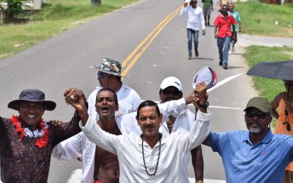 Scores of Essequibians join Ray Daggers on Day 11 of walk against Exxon Contract