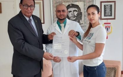 Cuban-Trained Neurologist returns to Guyana after successfully completing post-graduate studies in Cuba