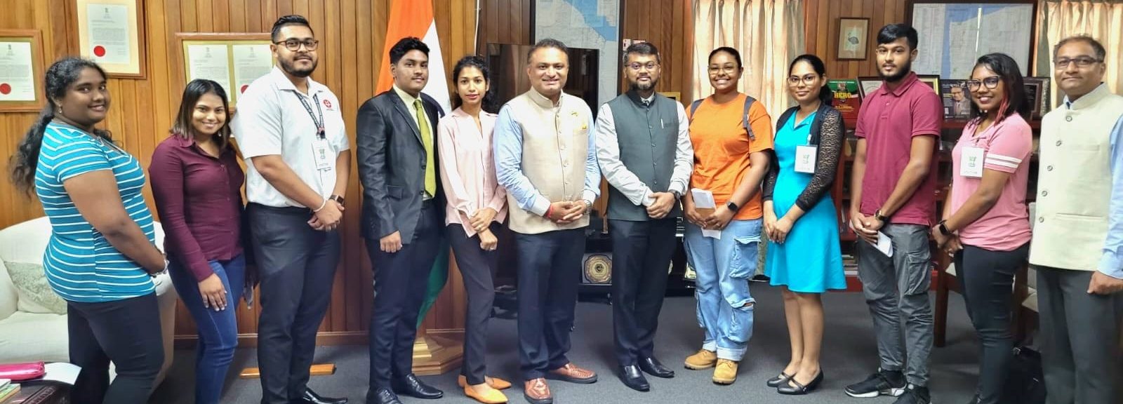 India’s High Commissioner to Guyana, Dr. KJ Srinivasa (center) with  participants of the 66th Know India Programme