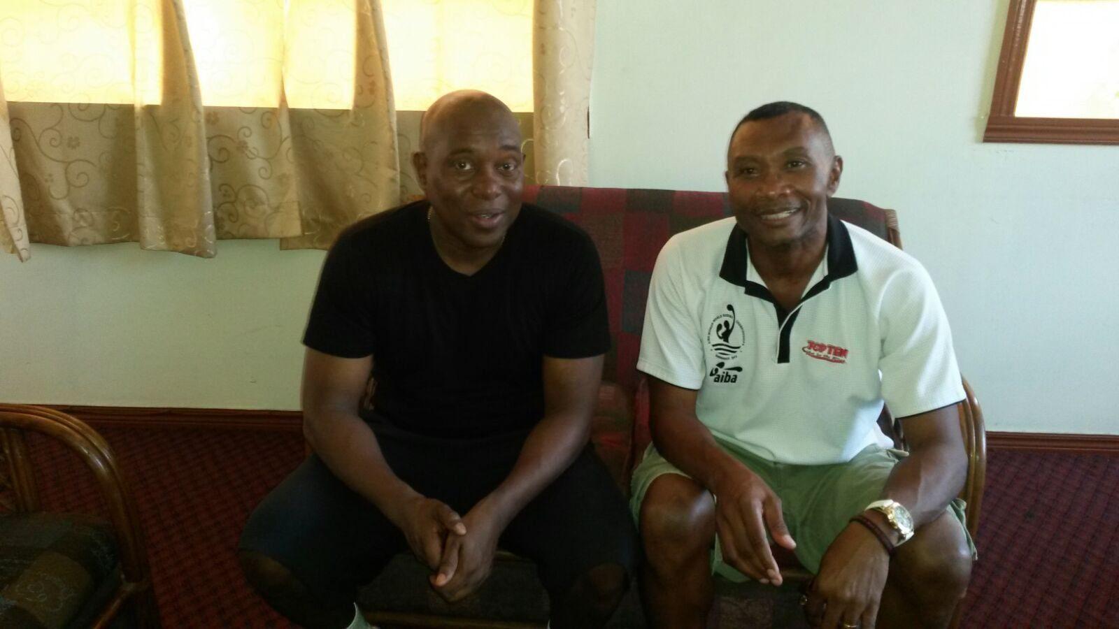 James Beckles (right) and GABA president Steve Ninvalle during a previous visit.