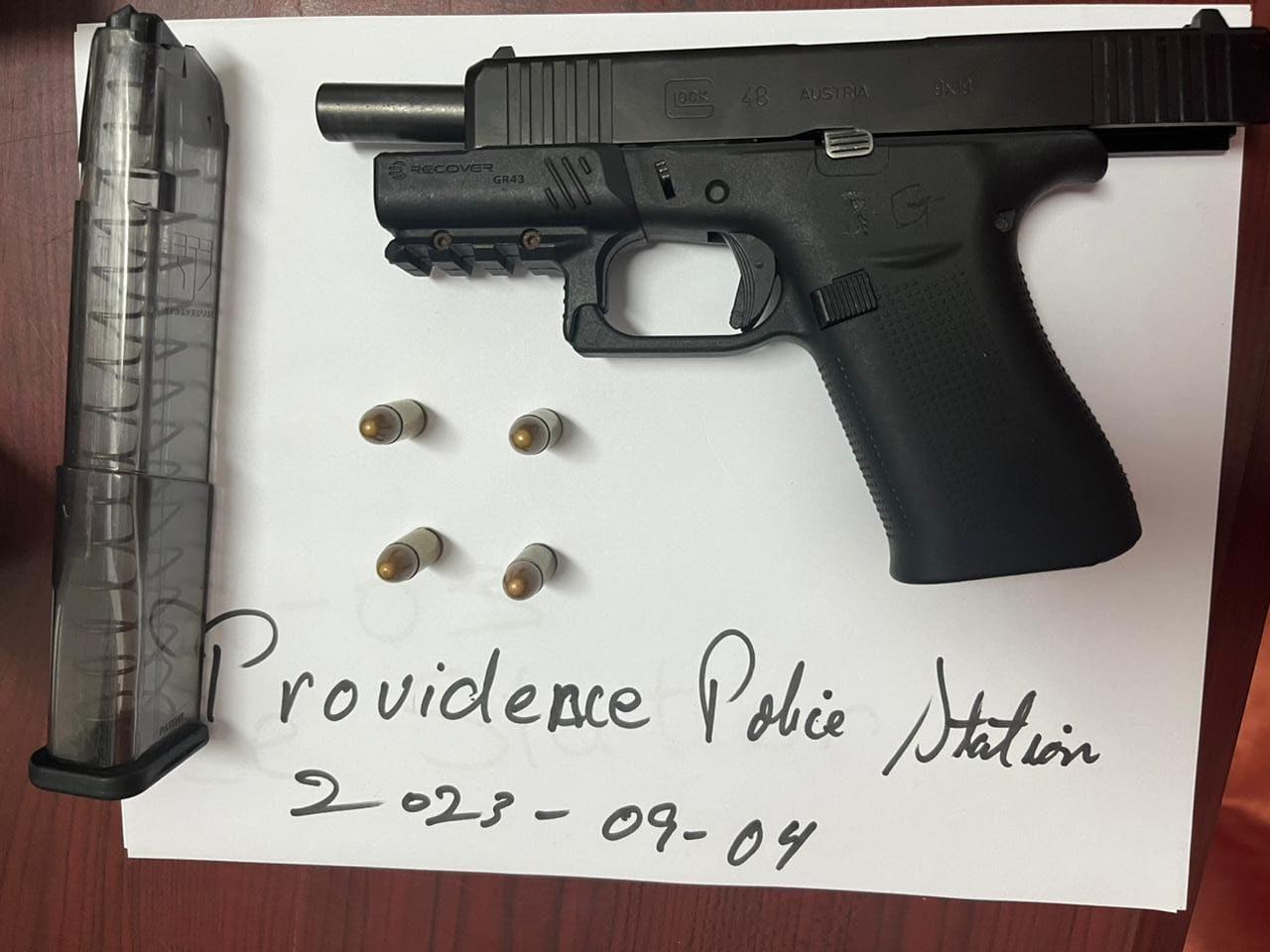 The GR 43 Glock pistol and four 9mm that were found in the wanted man’s possession