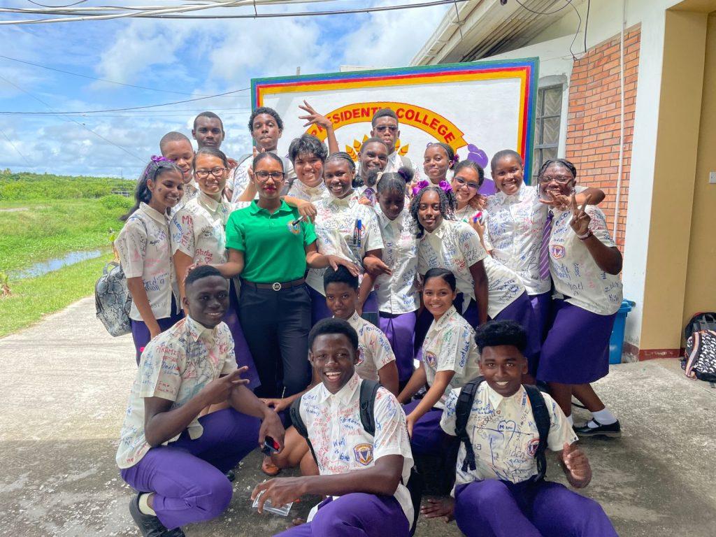 Mrs. Wilson-Jerrick poses with my students who just wrote CSEC