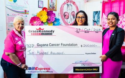 Grace Kennedy Money Services donates $200K to Cancer Foundation